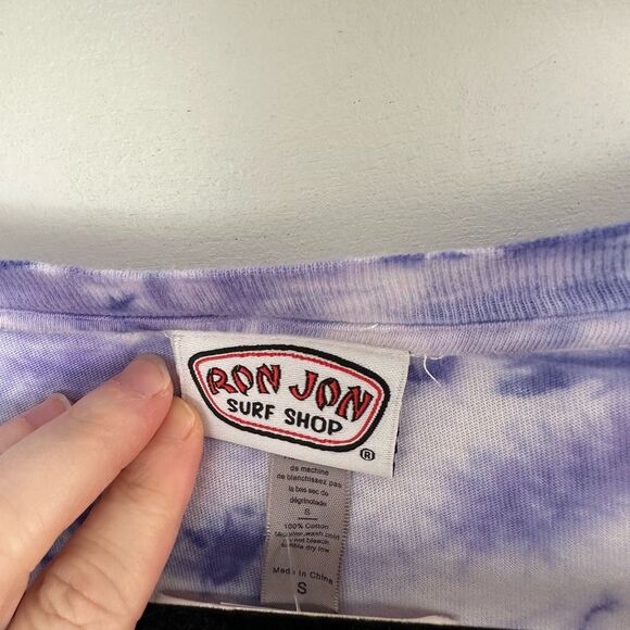 Ron Jon Surf Shop Women’s Purple Tie Dye Small Vneck Tee Orlando florida NWT - Picture 2 of 5